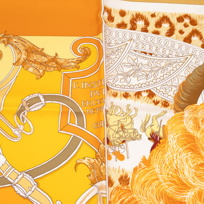 Silk Scarf 90 Plumets du Roy Orange Yellow