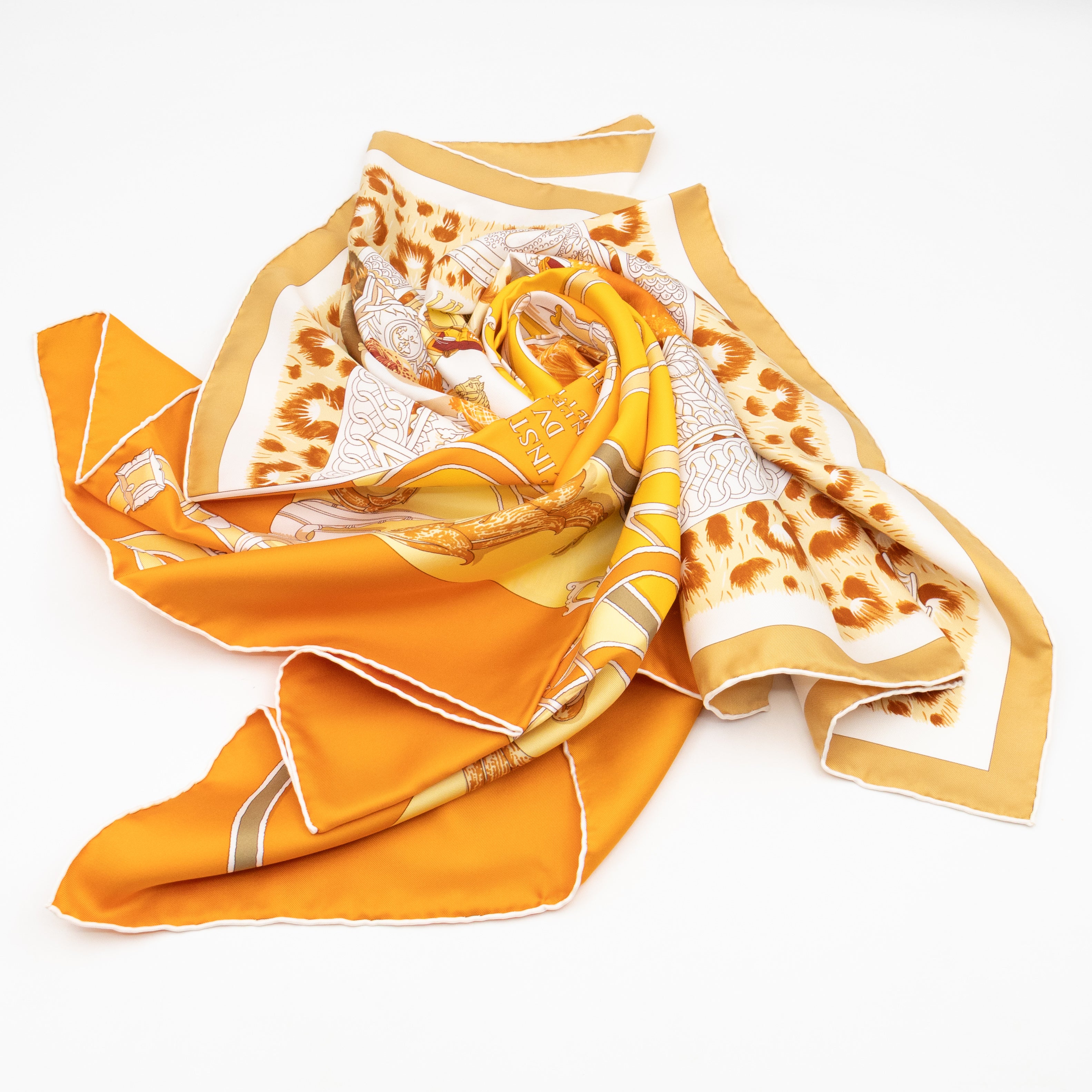 Silk Scarf 90 Plumets du Roy Orange Yellow
