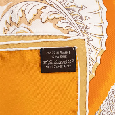 Silk Scarf 90 Plumets du Roy Orange Yellow