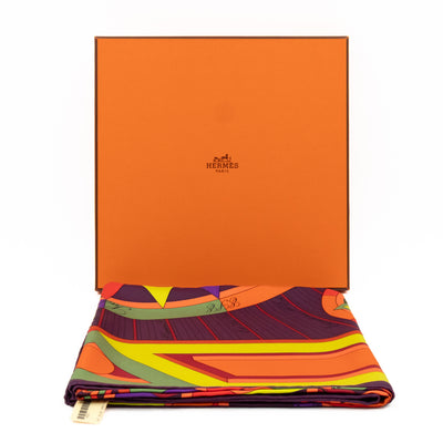 Silk Scarf 90 La Rose des Vents Purple