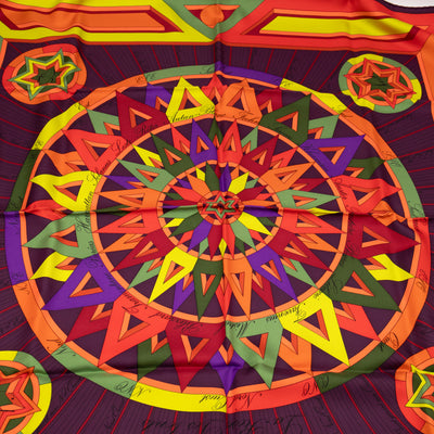 Silk Scarf 90 La Rose des Vents Purple