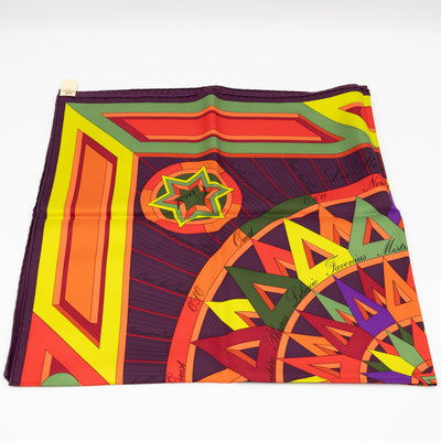 Silk Scarf 90 La Rose des Vents Purple