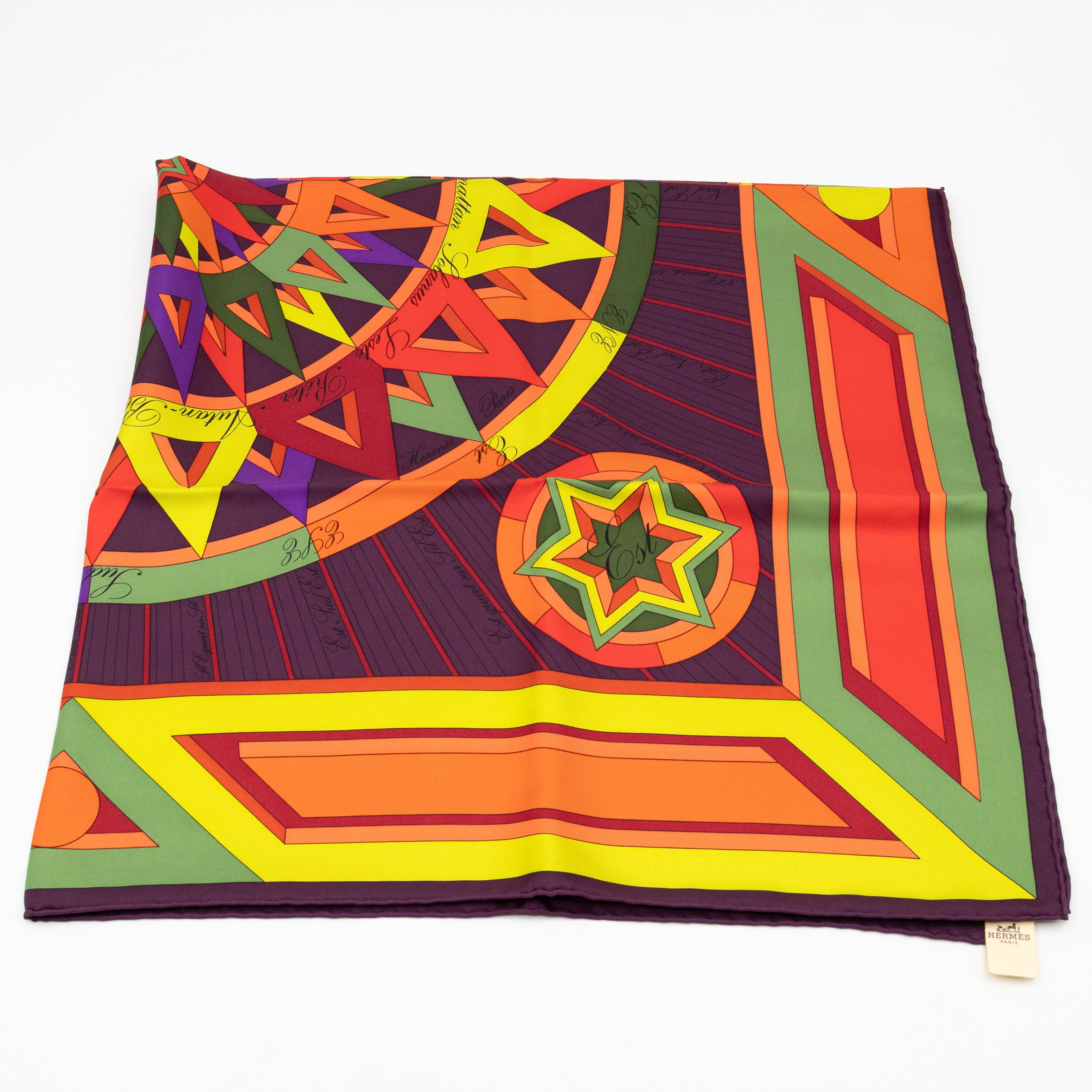 Silk Scarf 90 La Rose des Vents Purple