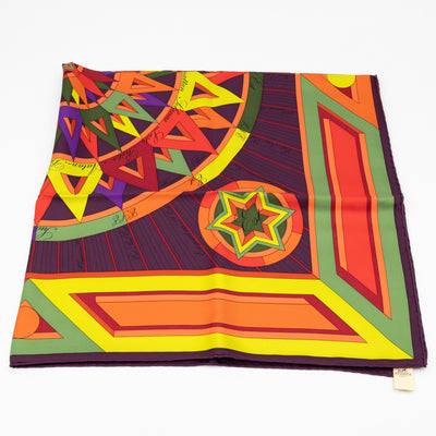 Silk Scarf 90 La Rose des Vents Purple
