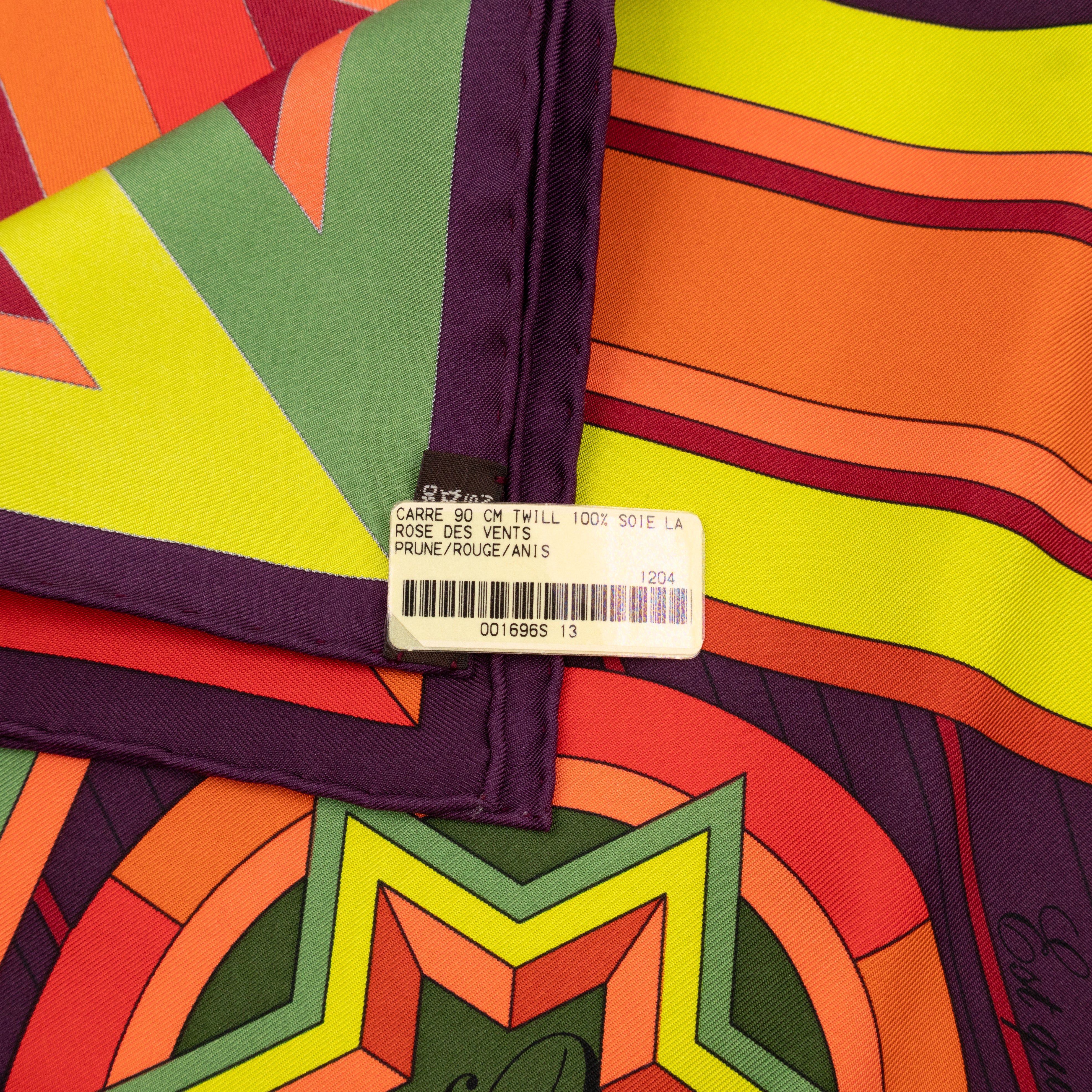 Silk Scarf 90 La Rose des Vents Purple