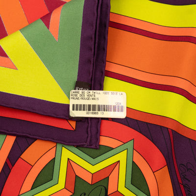 Silk Scarf 90 La Rose des Vents Purple