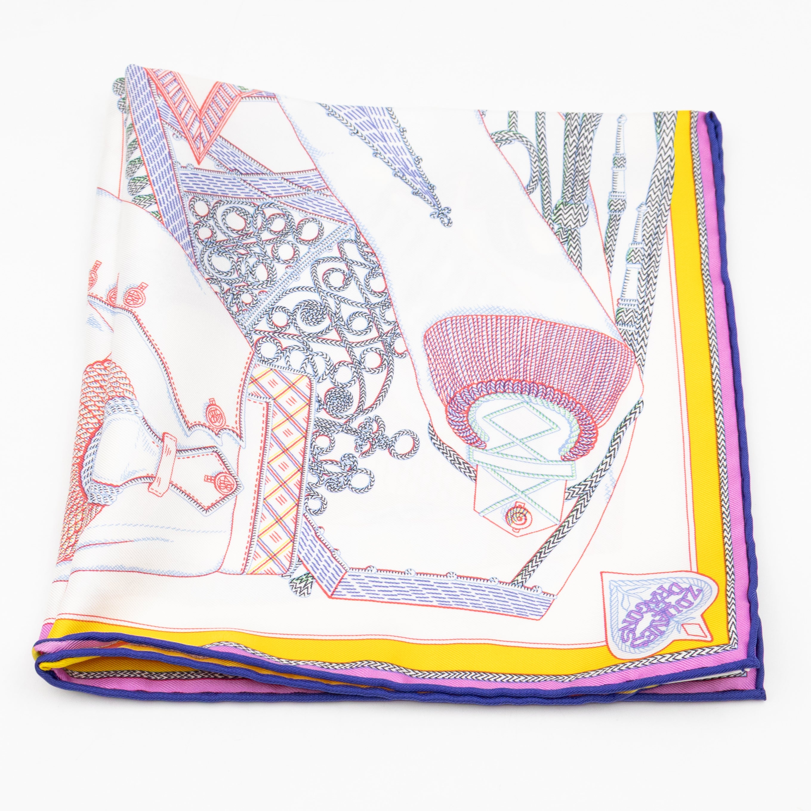 Silk Scarf 45 Zouaves et Dragons White