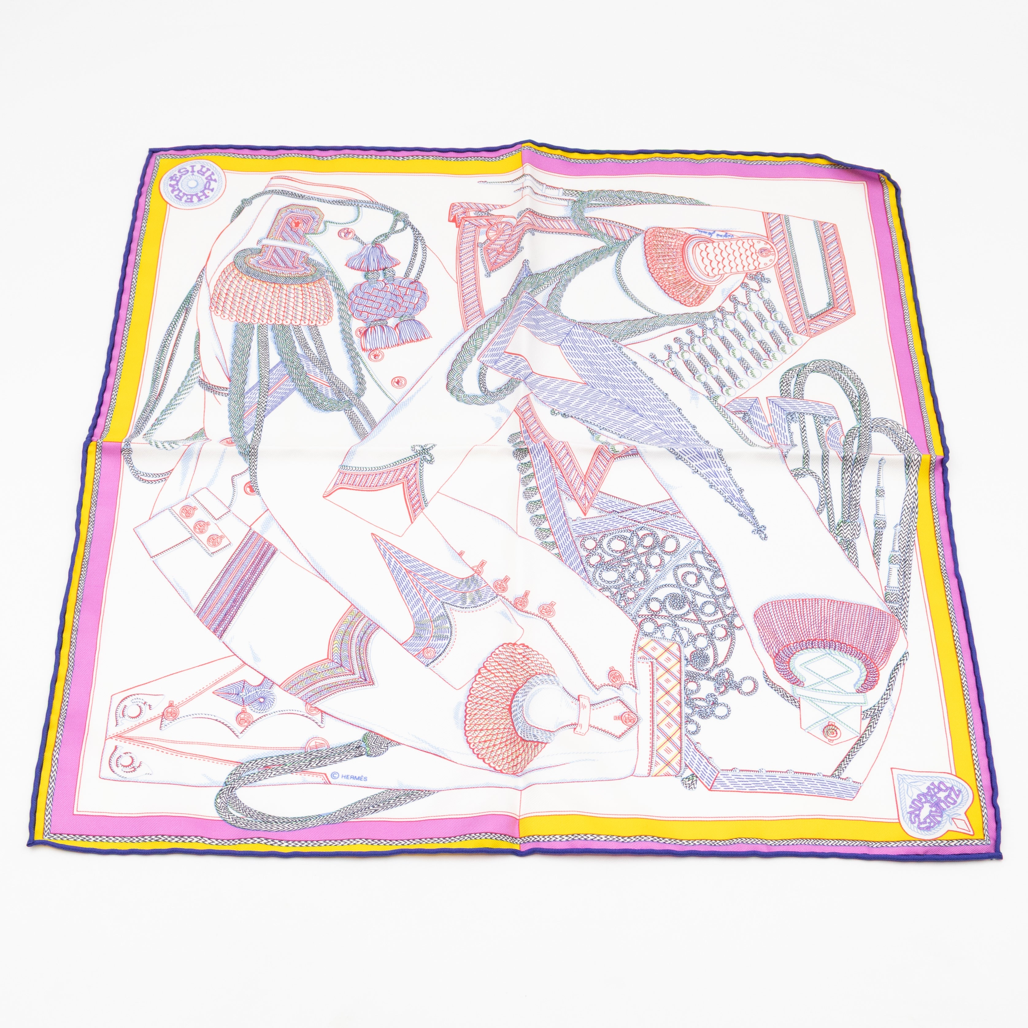 Silk Scarf 45 Zouaves et Dragons White