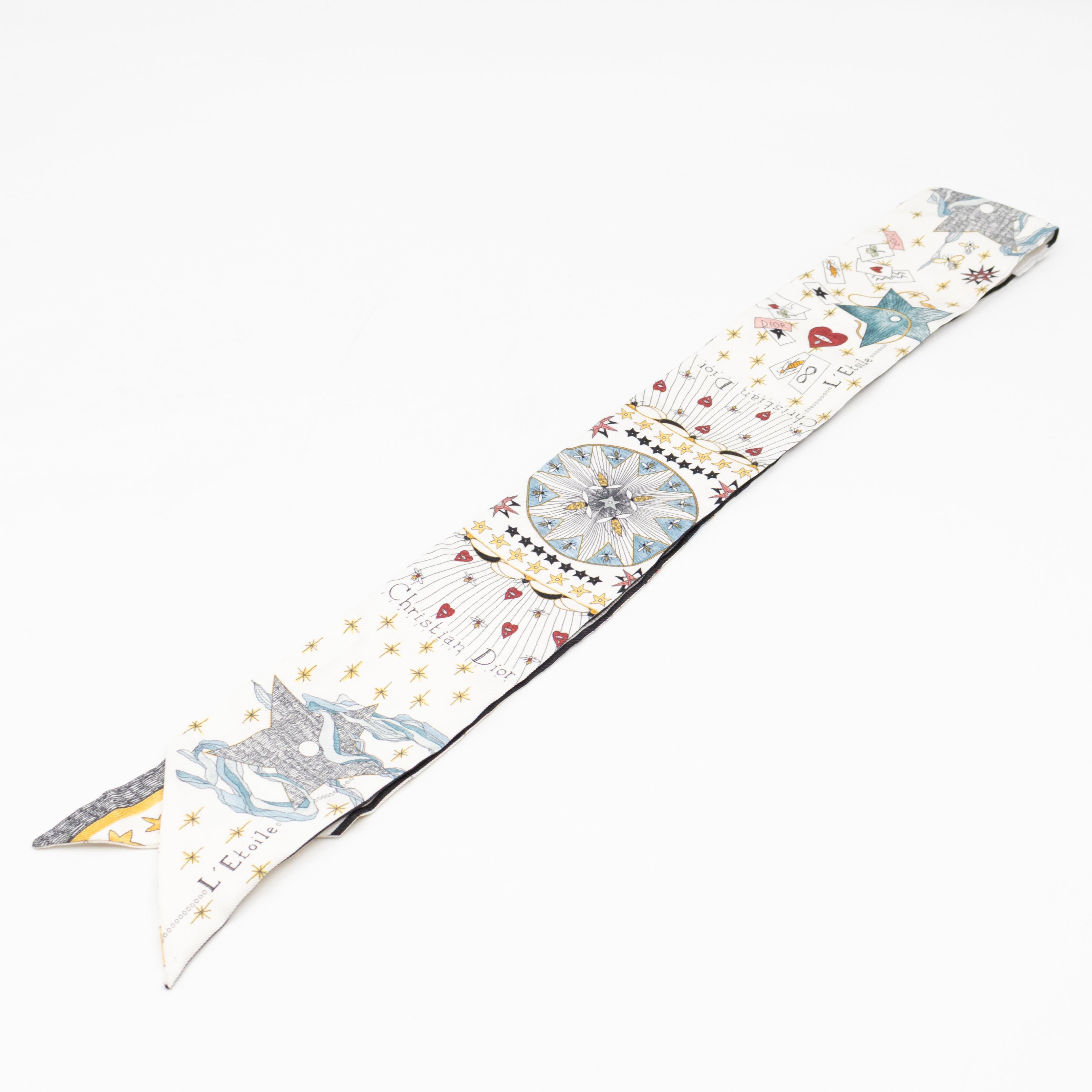 L'Etoile Tarot Mitzah Twilly Scarf Silk White