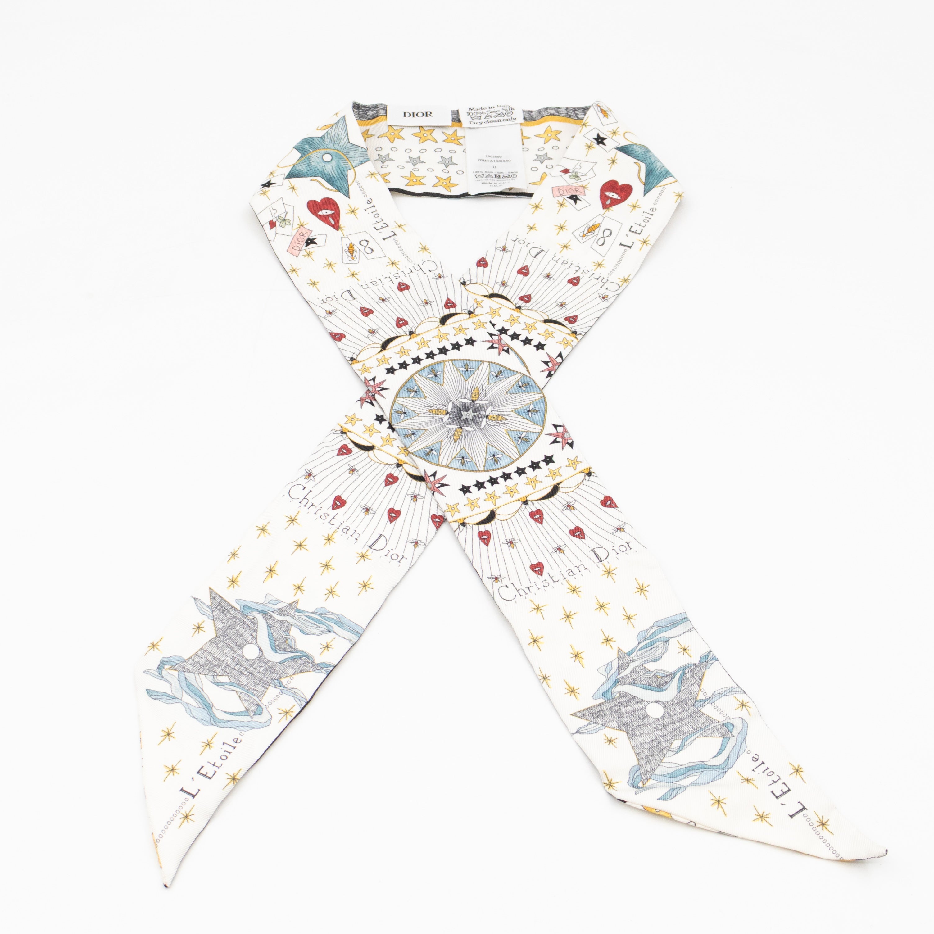 L'Etoile Tarot Mitzah Twilly Scarf Silk White