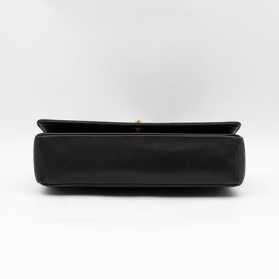 Mademoiselle Large Flap Bag Black Sheepskin Leather Gold