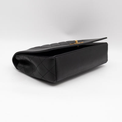 Mademoiselle Large Flap Bag Black Sheepskin Leather Gold