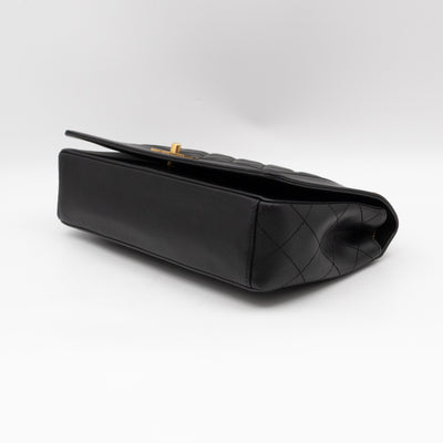 Mademoiselle Large Flap Bag Black Sheepskin Leather Gold