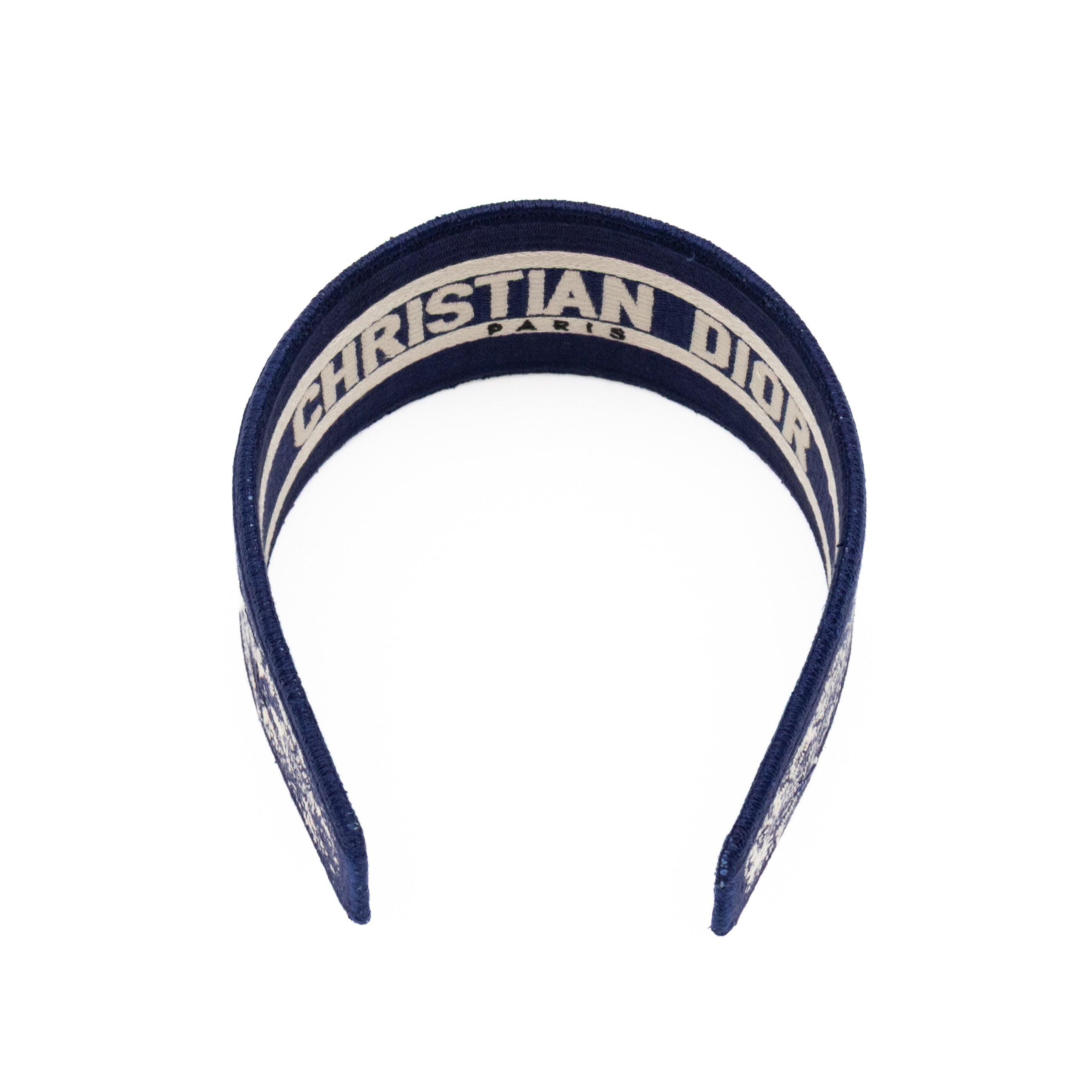 Toile de Jouy Headband Embroidered Canvas Blue & White