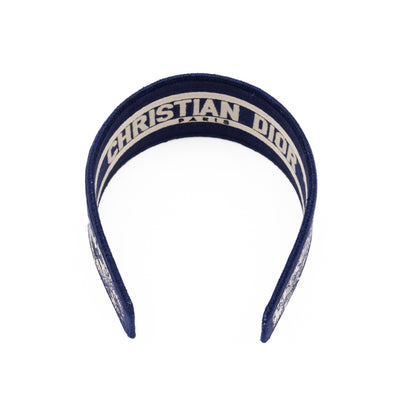 Toile de Jouy Headband Embroidered Canvas Blue & White