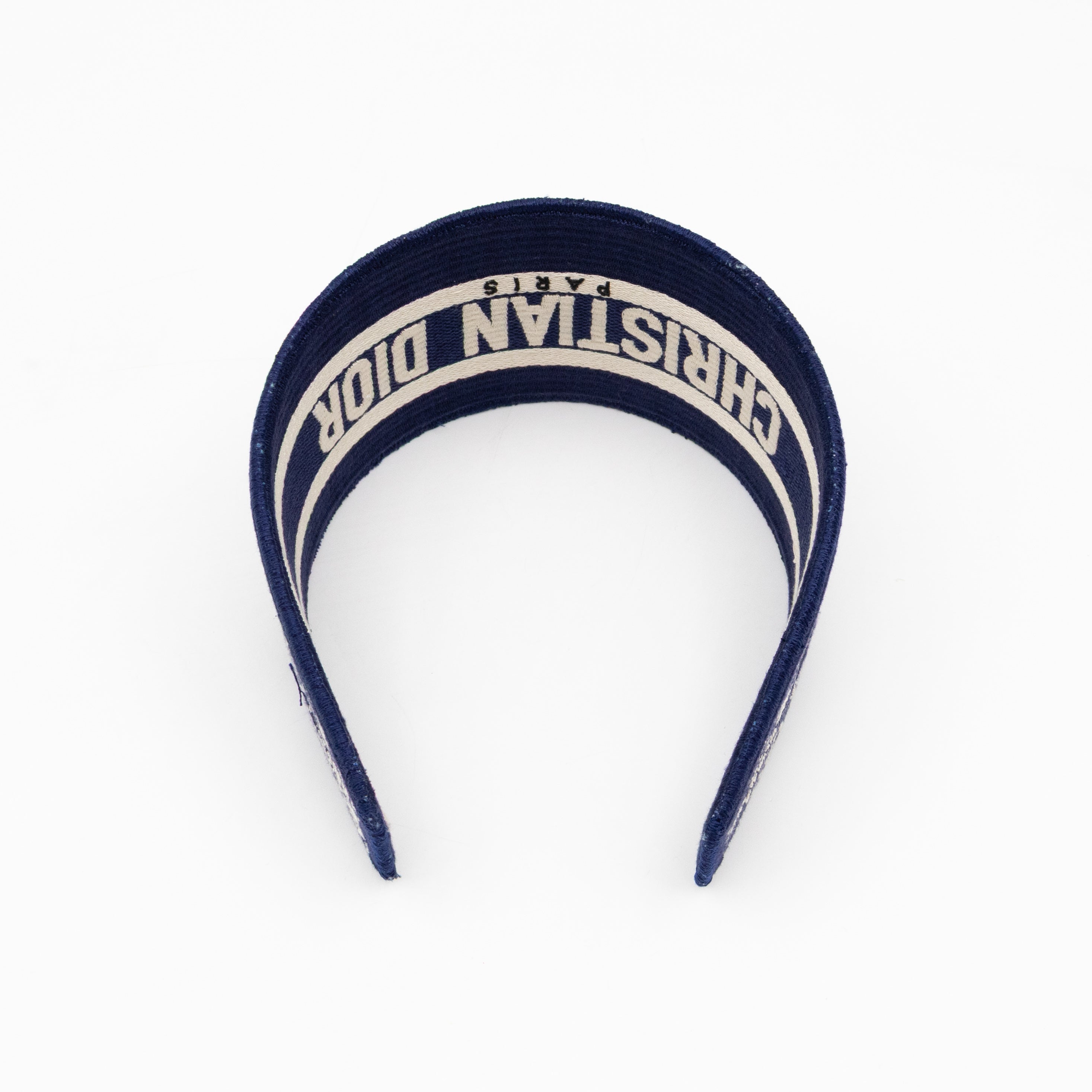 Toile de Jouy Headband Embroidered Canvas Blue & White