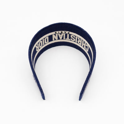 Toile de Jouy Headband Embroidered Canvas Blue & White