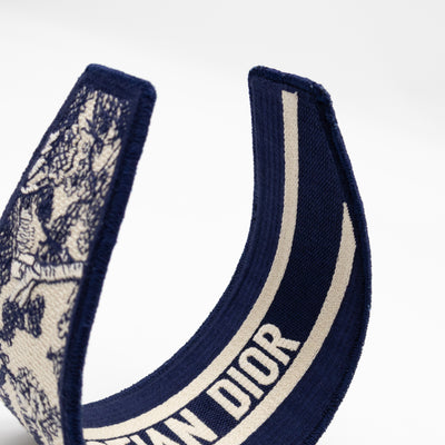 Toile de Jouy Headband Embroidered Canvas Blue & White