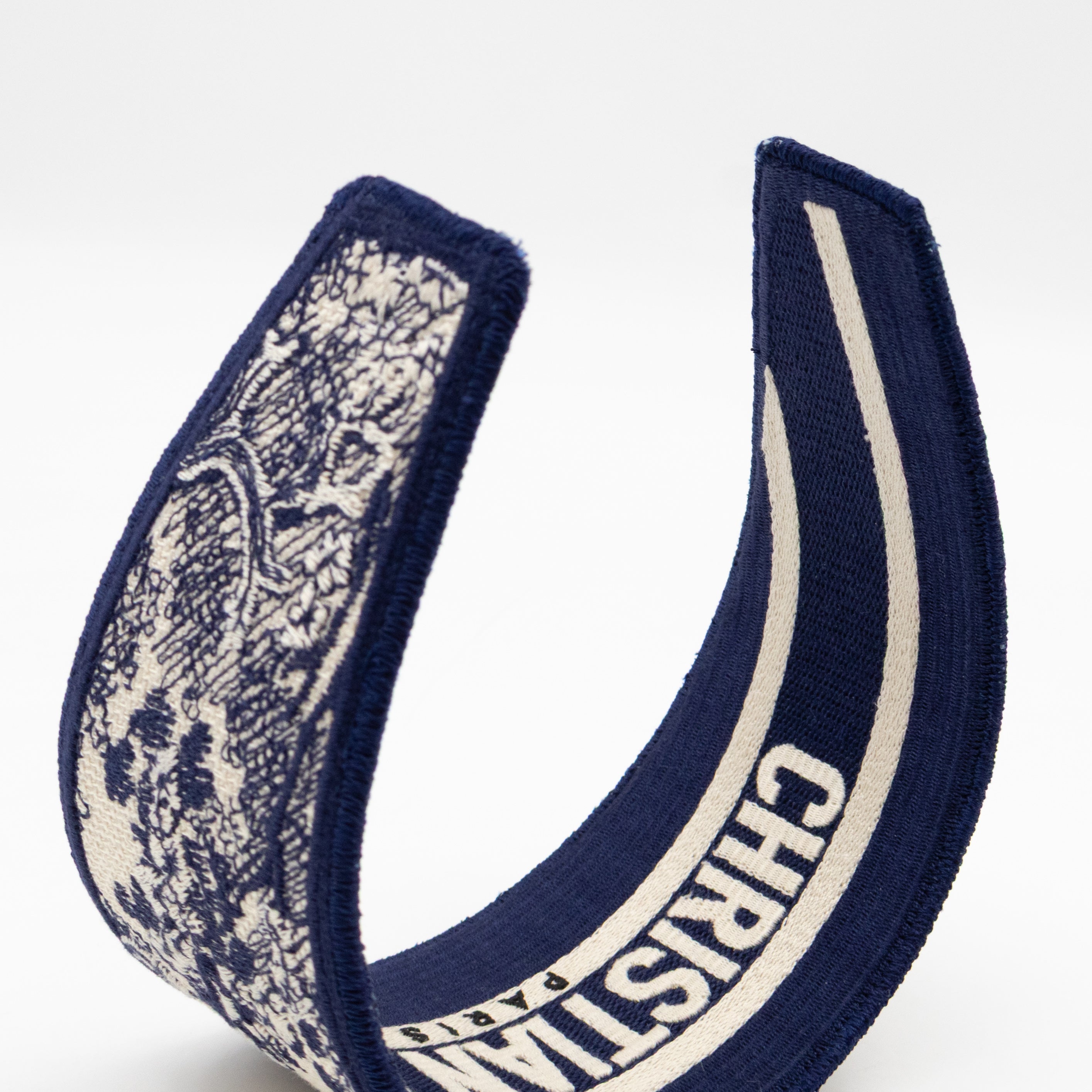 Toile de Jouy Headband Embroidered Canvas Blue & White