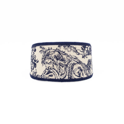 Toile de Jouy Headband Embroidered Canvas Blue & White