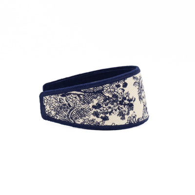 Toile de Jouy Headband Embroidered Canvas Blue & White