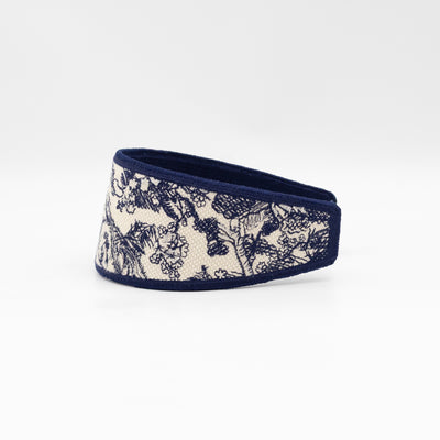 Toile de Jouy Headband Embroidered Canvas Blue & White