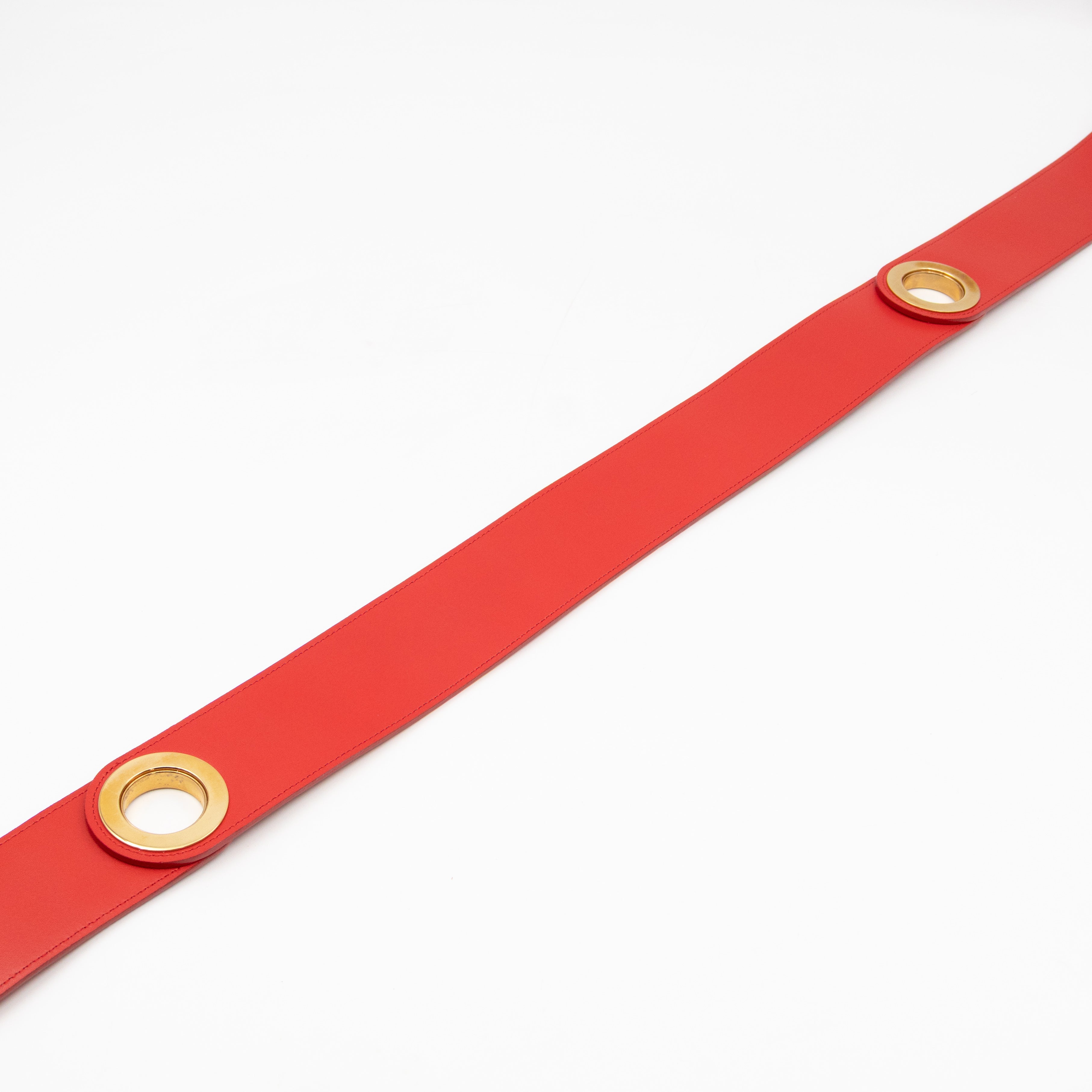 Wide Buckle Belt Red Leather 85 cm