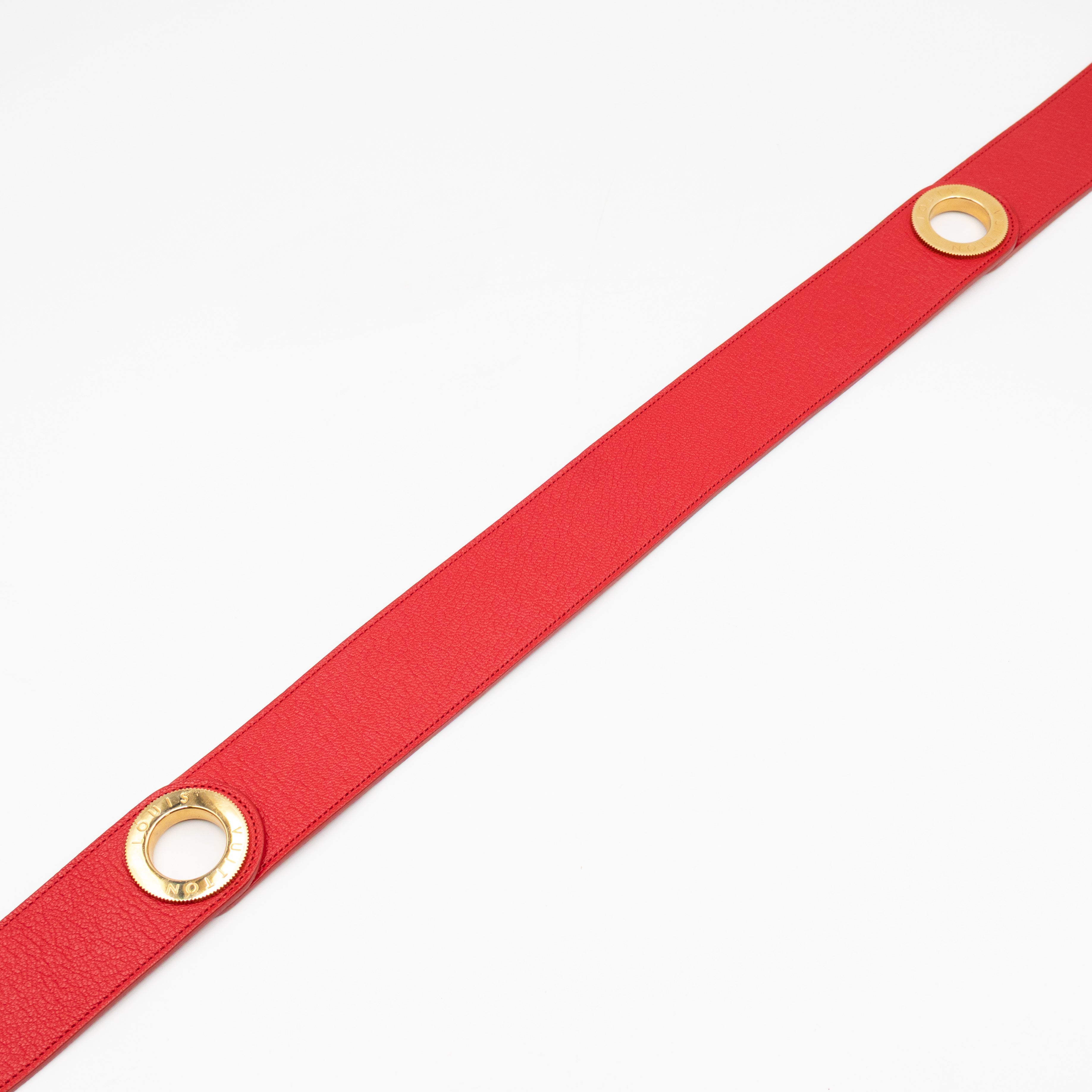 Wide Buckle Belt Red Leather 85 cm