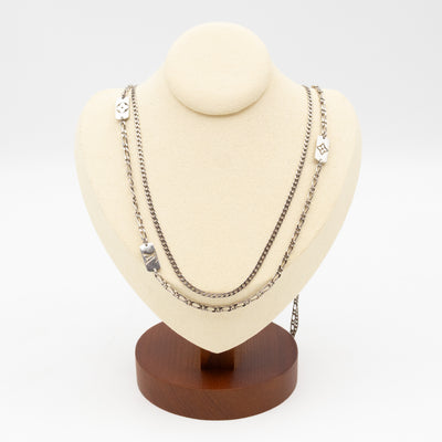 Monogram Double Chain Necklace Silver