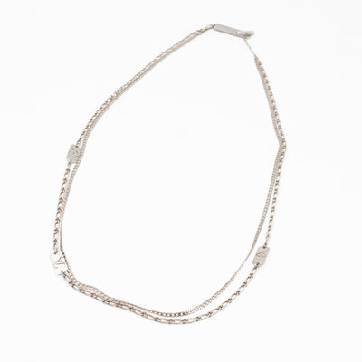 Monogram Double Chain Necklace Silver