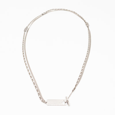 Monogram Double Chain Necklace Silver