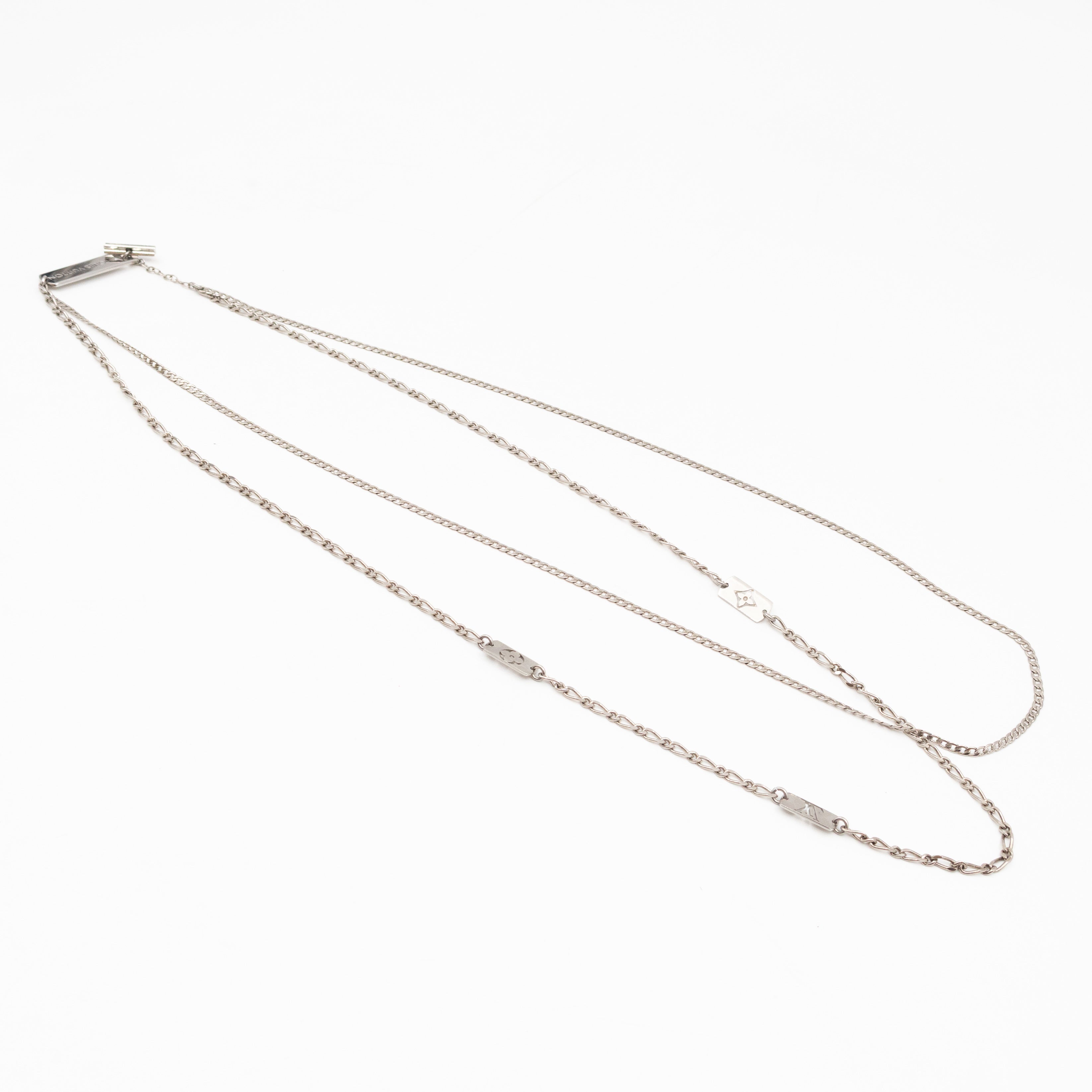 Monogram Double Chain Necklace Silver