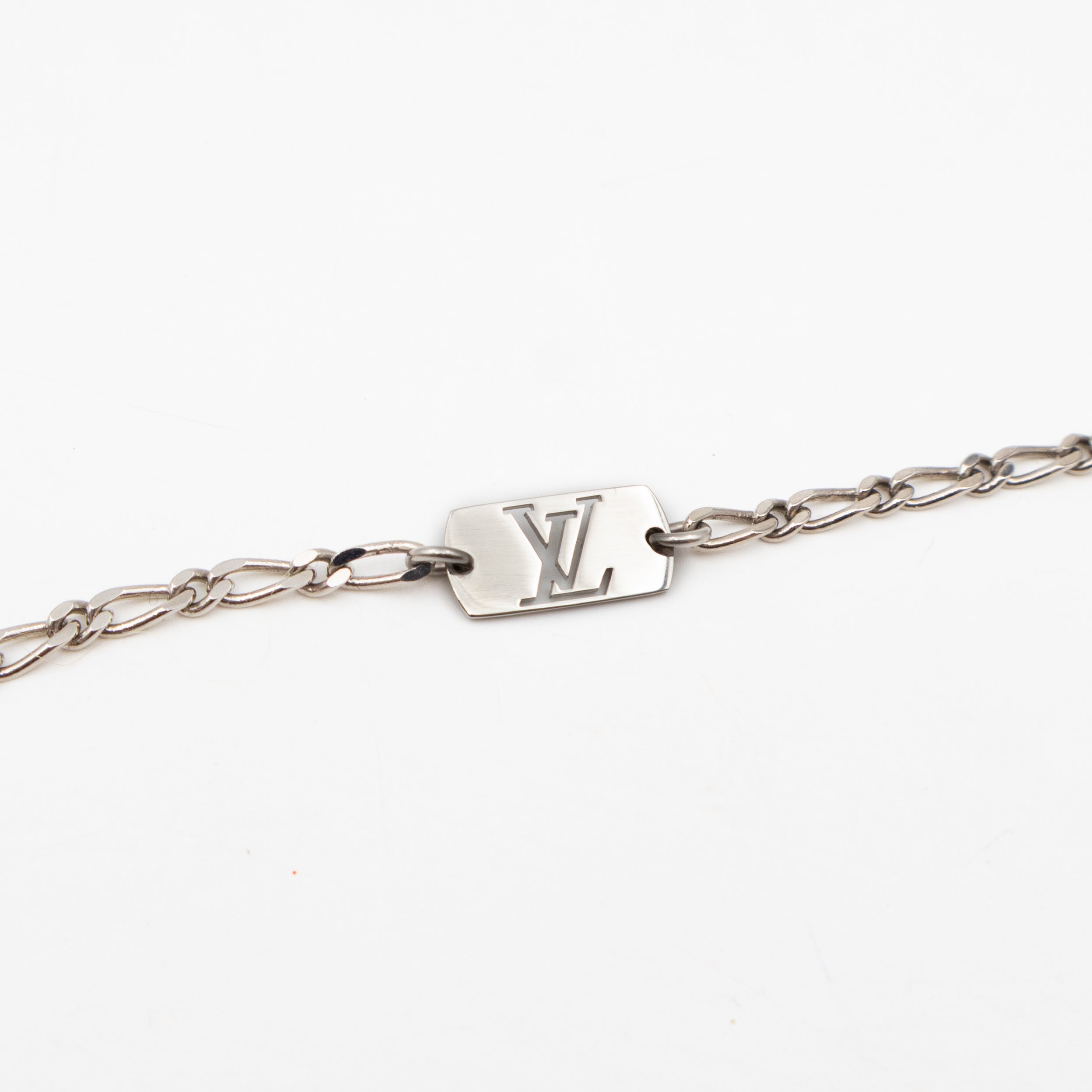 Monogram Double Chain Necklace Silver
