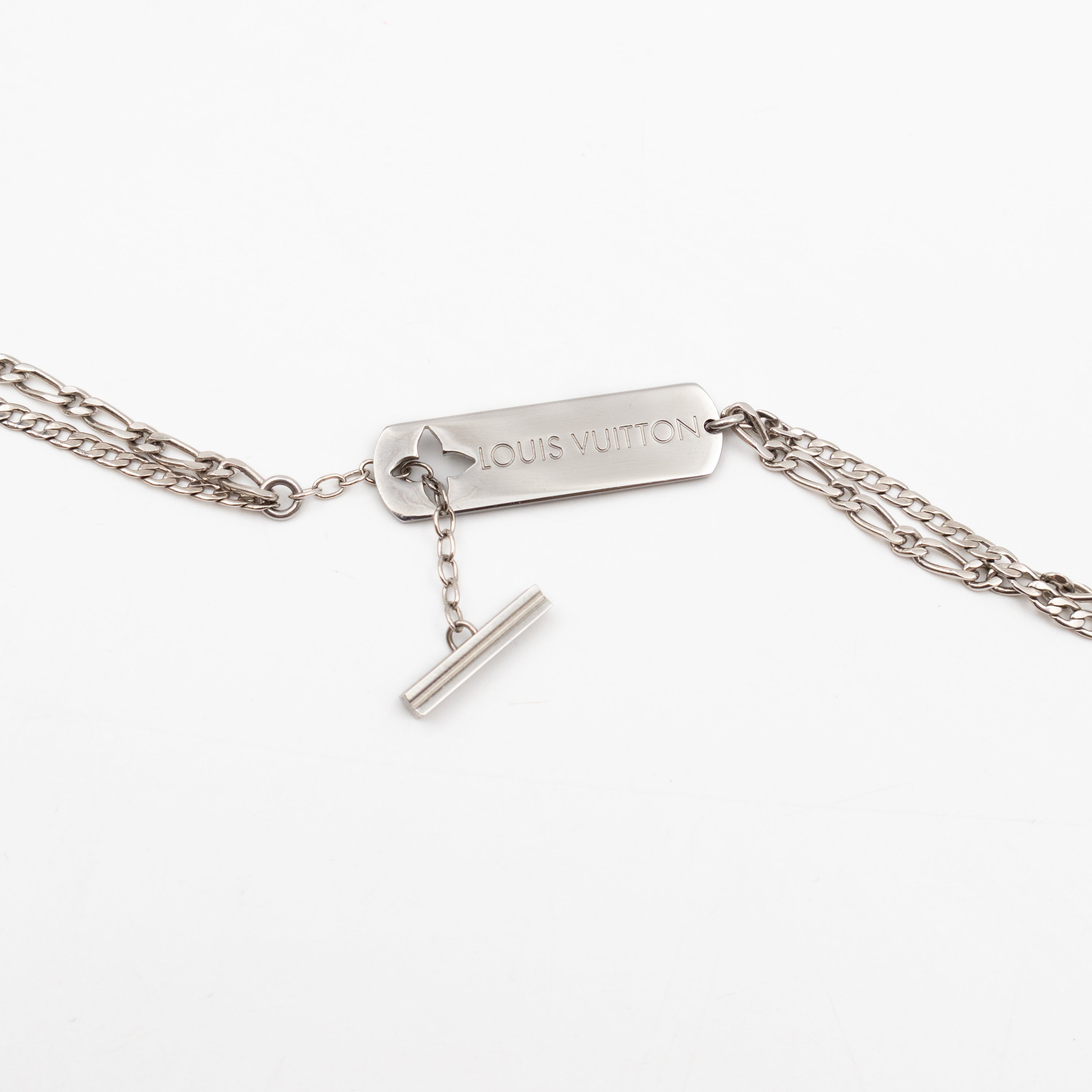 Monogram Double Chain Necklace Silver