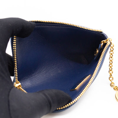 Key Pouch Saffiano Blue Leather
