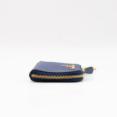 Key Pouch Saffiano Blue Leather
