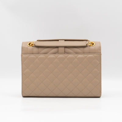 Envelope Medium Beige Quilted Grain De Poudre Embossed Leather