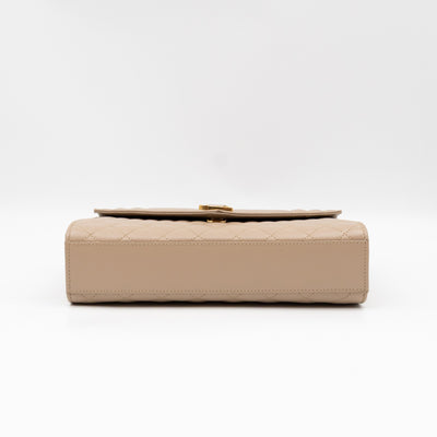 Envelope Medium Beige Quilted Grain De Poudre Embossed Leather