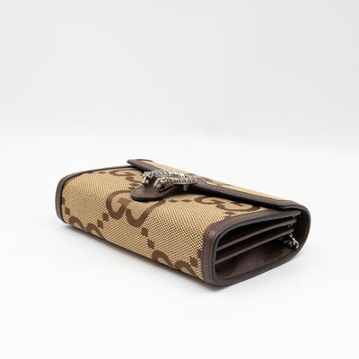 Dionysus Wallet on Chain Jumbo GG Canvas & Brown Leather
