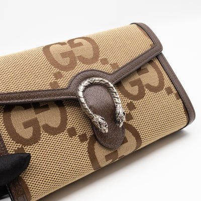 Dionysus Wallet on Chain Jumbo GG Canvas & Brown Leather