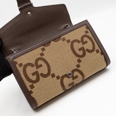 Dionysus Wallet on Chain Jumbo GG Canvas & Brown Leather