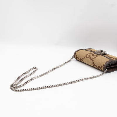 Dionysus Wallet on Chain Jumbo GG Canvas & Brown Leather