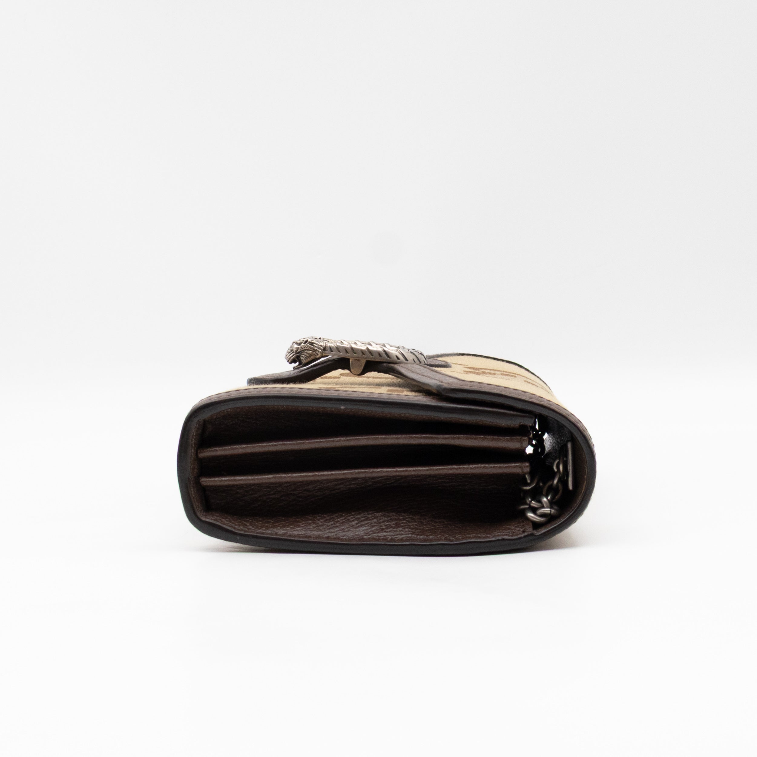 Dionysus Wallet on Chain Jumbo GG Canvas & Brown Leather
