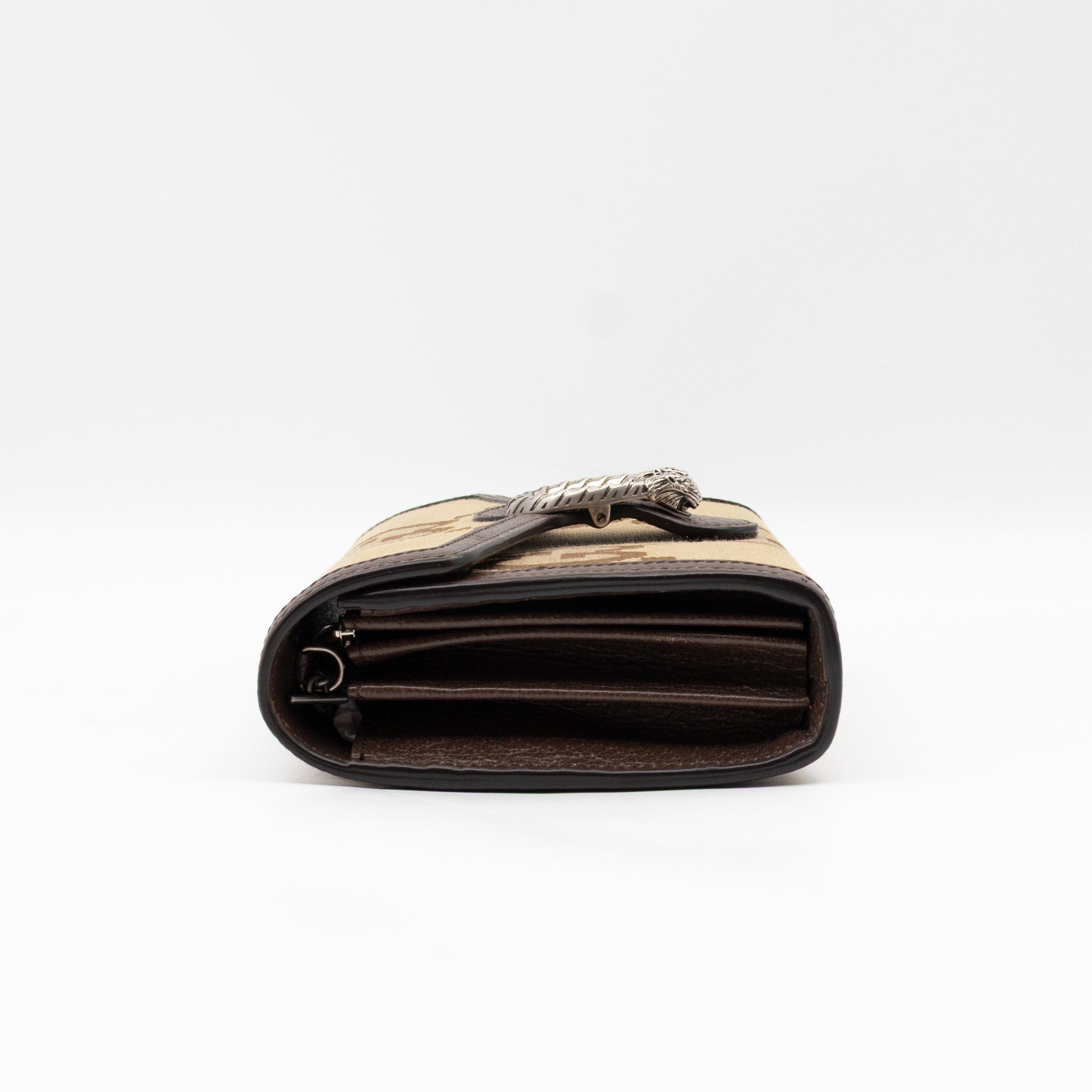 Dionysus Wallet on Chain Jumbo GG Canvas & Brown Leather