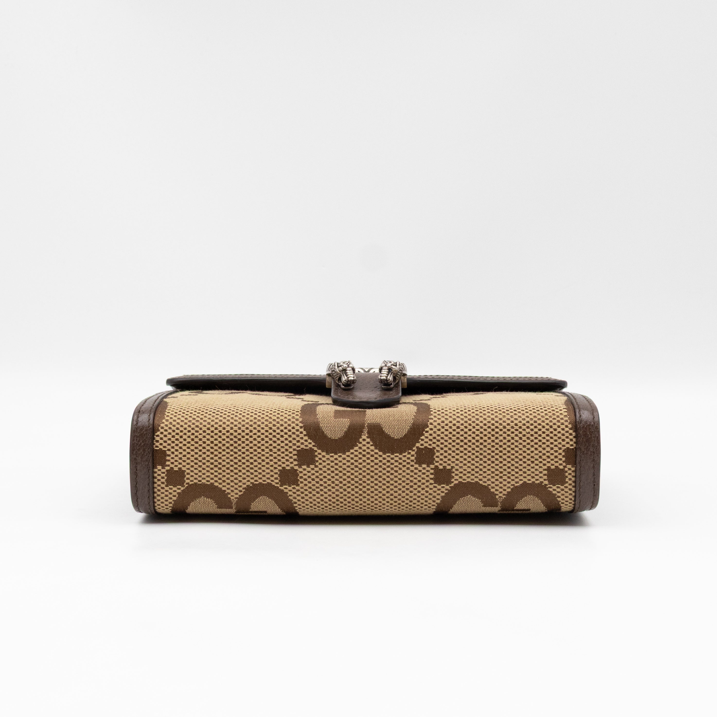 Dionysus Wallet on Chain Jumbo GG Canvas & Brown Leather