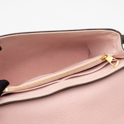 Clapton Crossbody Damier Ebene & Rose Ballerine Leather