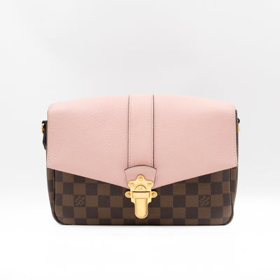 Clapton Crossbody Damier Ebene & Rose Ballerine Leather