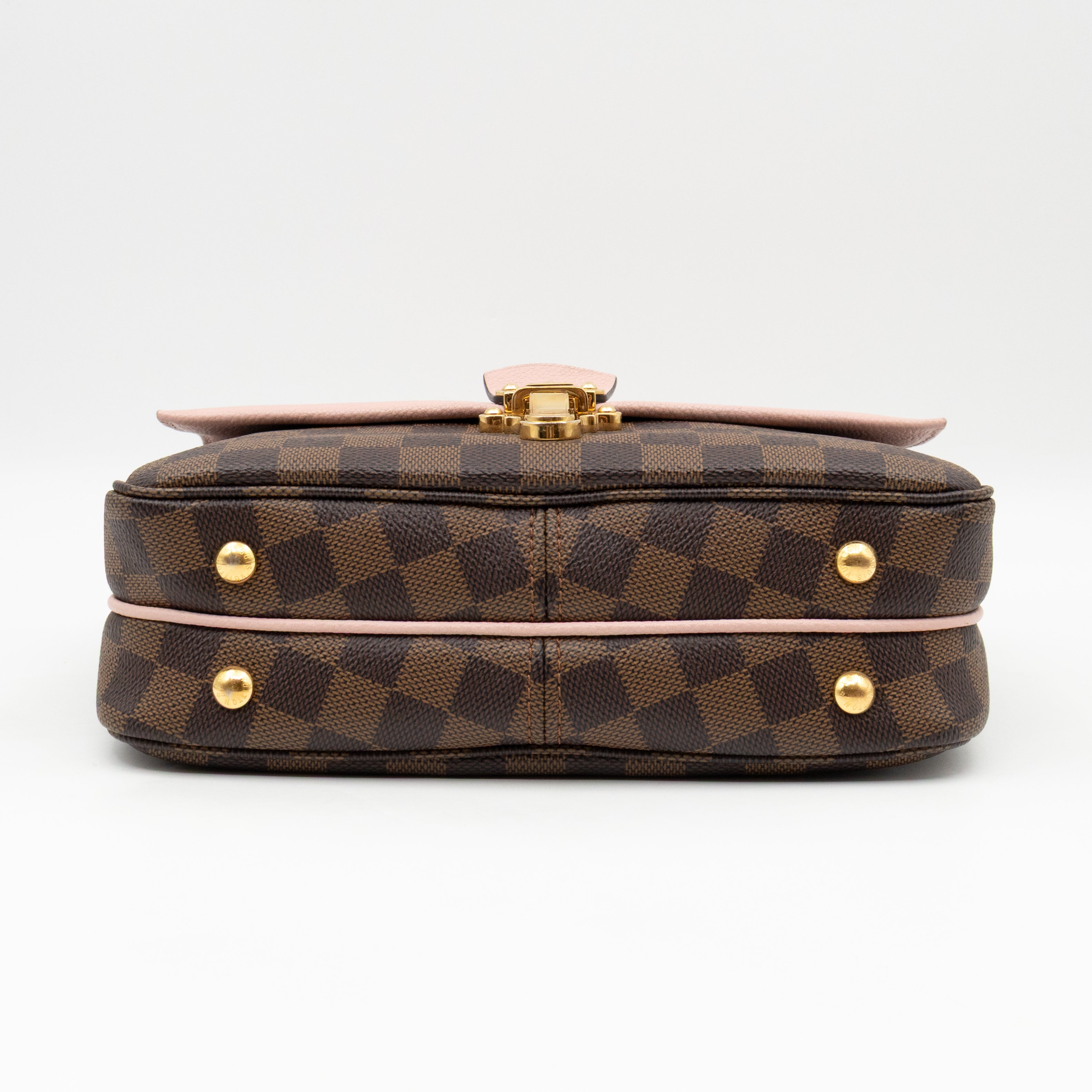 Clapton Crossbody Damier Ebene & Rose Ballerine Leather