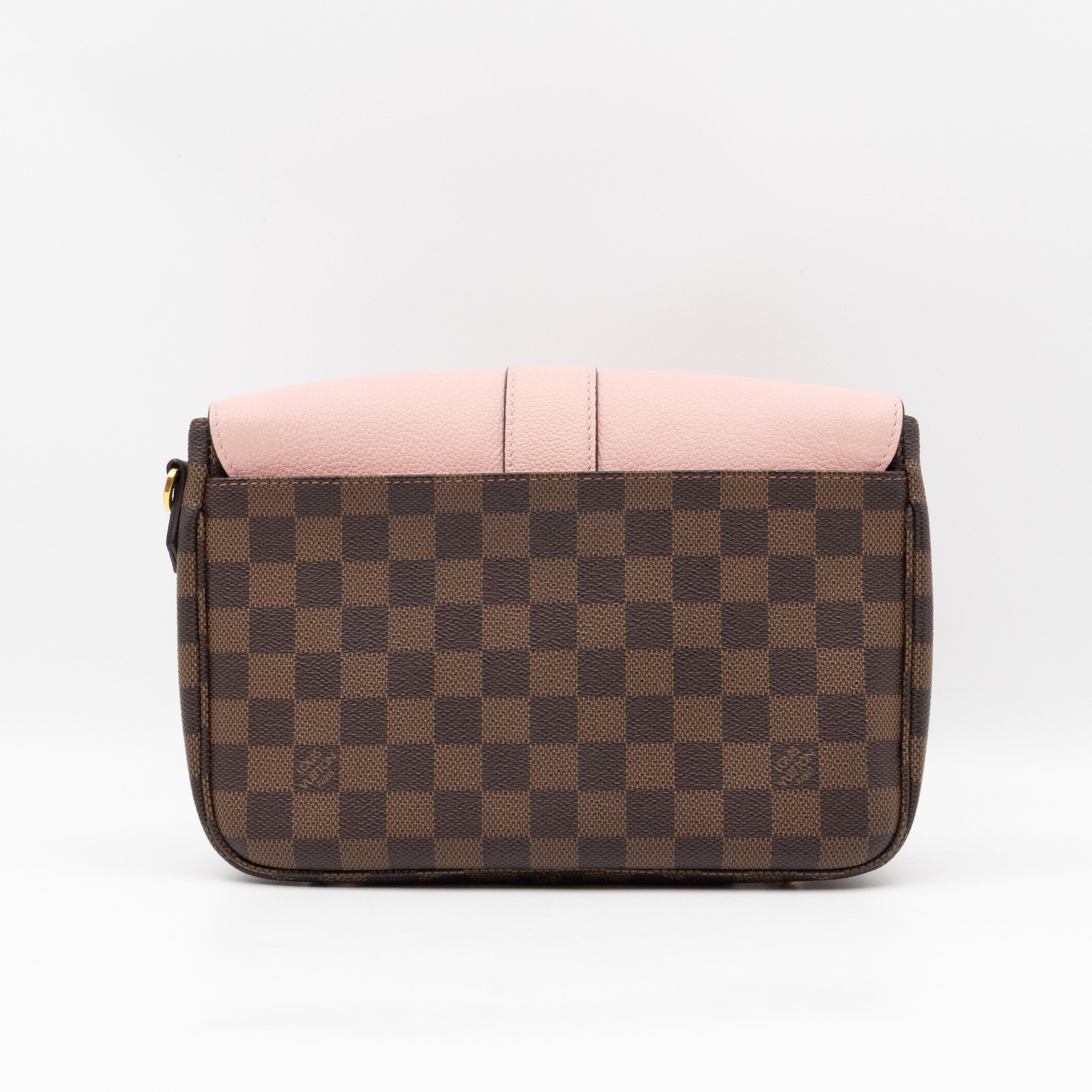 Clapton Crossbody Damier Ebene & Rose Ballerine Leather