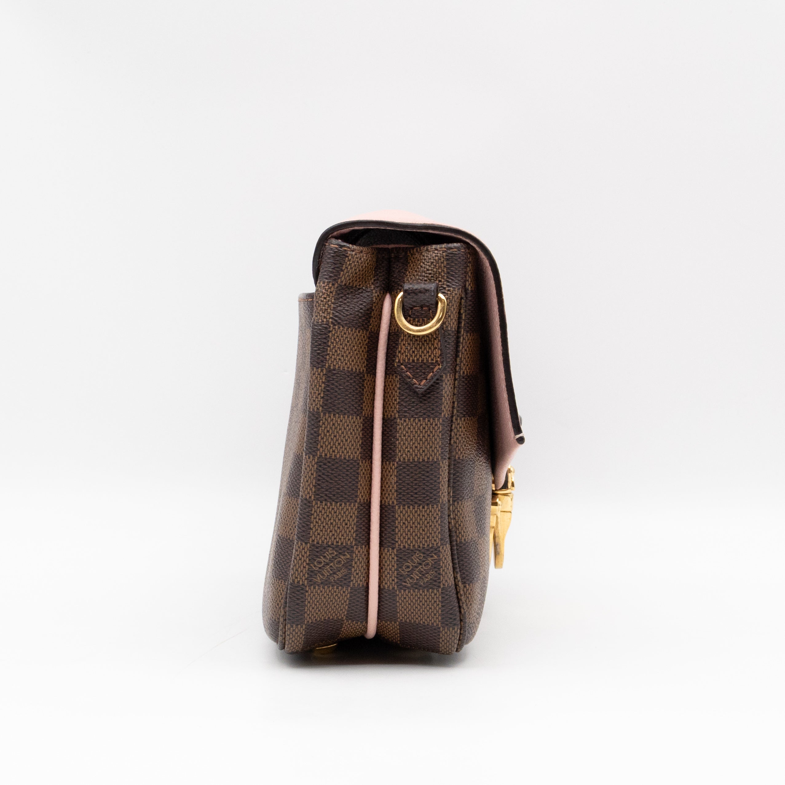 Clapton Crossbody Damier Ebene & Rose Ballerine Leather